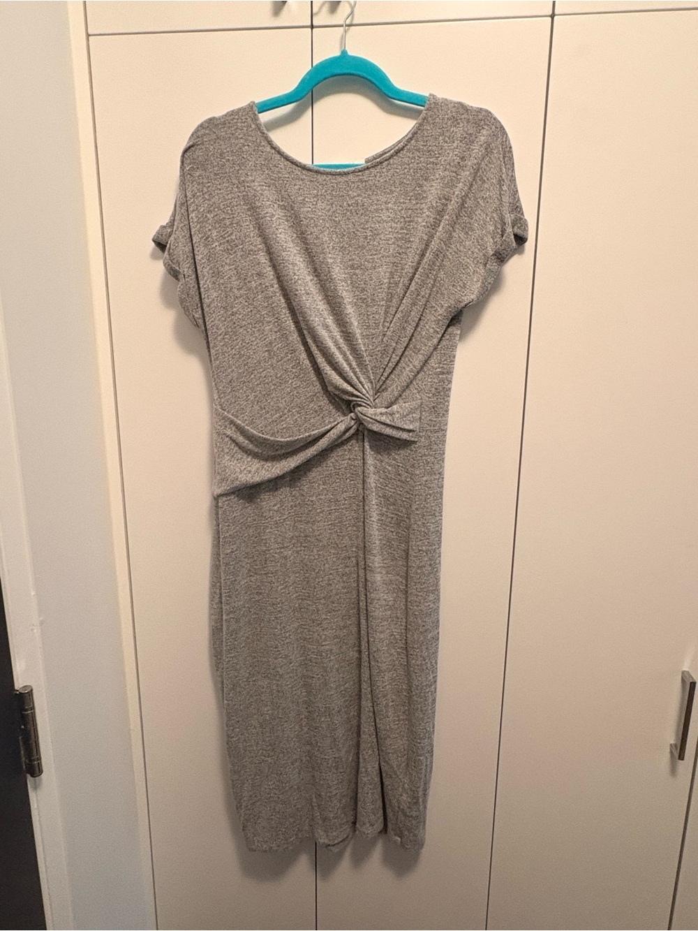 Reitmans Heather Gray Midi Dress with Front Knot